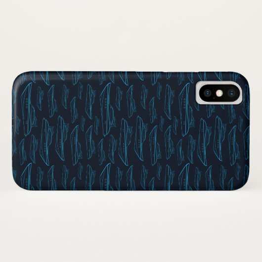 Blue Yacht Pattern Case-Mate iPhone Case (Achterkant (horizontaal))