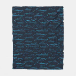 Blue Yacht Pattern Fleece Deken
