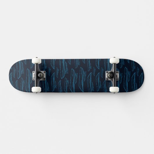 Blue Yacht Pattern Skateboard (Horizontaal)