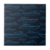Blue Yacht Pattern Tegeltje (Voorkant)