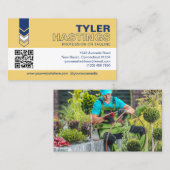 Blue Yellow Arrows QR Code Photo Template Visitekaartje (Voorkant / Achterkant)