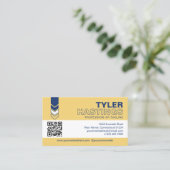 Blue Yellow Arrows QR Code Photo Template Visitekaartje (Staand voorkant)