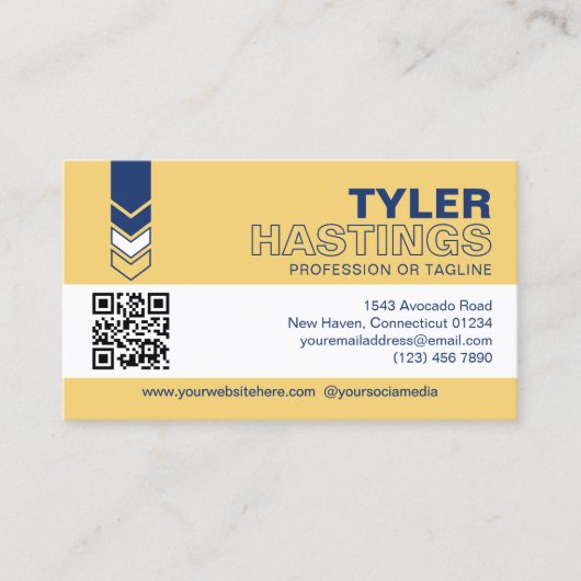 Blue Yellow Arrows QR Code Photo Template Visitekaartje (Voorkant)