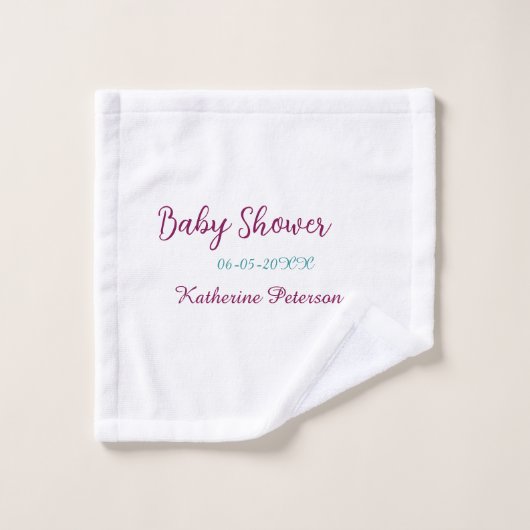 Blue yellow baby shower name date animal ear cute (Gant de toilette)