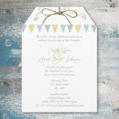 Blue & Yellow Bunting Pennant Wedding Invitations Kaart