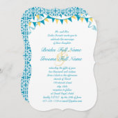 Blue & Yellow Bunting Pennant Wedding Invitations Kaart (Voorkant / Achterkant)