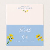 Blue & Yellow buttercup Wedding table numbers (Outside Unfolded)