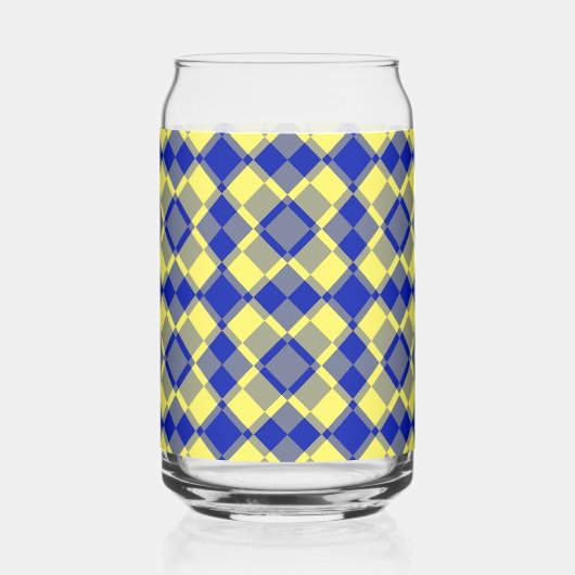 Blue Yellow Checker Argyle Pattern Blikvorm Glas (Voorkant)