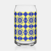 Blue Yellow Checker Argyle Pattern Blikvorm Glas (Rechts)