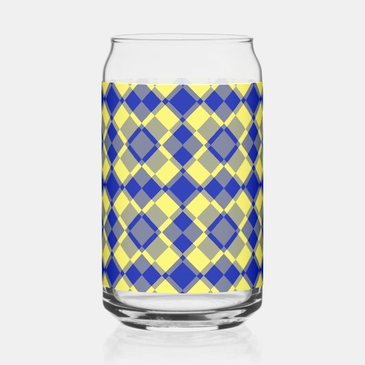 Blue Yellow Checker Argyle Pattern Blikvorm Glas (Rechts)