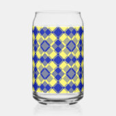 Blue Yellow Checker Argyle Pattern Blikvorm Glas (Links)