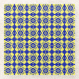 Blue Yellow Checker Argyle Pattern Glazen Onderzetter