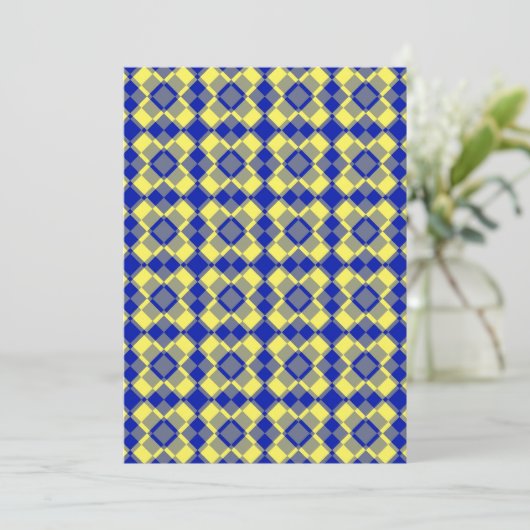 Blue Yellow Checker Argyle Pattern Kaart (Staand voorkant)