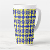 Blue Yellow Checker Argyle Pattern Latte Mok (Rechterhoek)