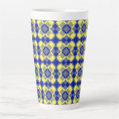 Blue Yellow Checker Argyle Pattern Latte Mok (Voorkant)