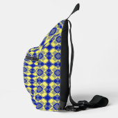 Blue Yellow Checker Argyle Pattern Sling Bag (Rechts)