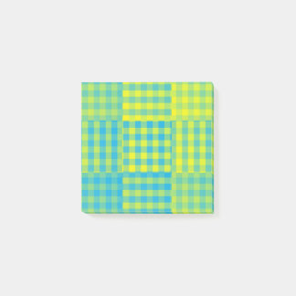 Blue Yellow Checker Patchwork Pattern Post-it® Notes