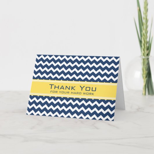 Blue Yellow Chevron Employee Jubileum Kaart (Voorkant)