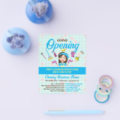Blue Yellow Cleaning Lady Grand Opening Flyer (Enkel)