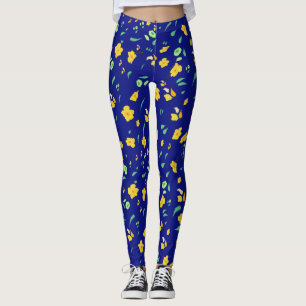 Blue Yellow Daffodil Leggings