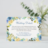 Blue Yellow Floral Détails Mariage Carte de boîtie (Debout devant)