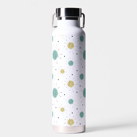 Blue Yellow Franciscan Starburst Mid Century Waterfles (Voorkant)