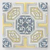 Blue Yellow Geometric Pattern Stenen Onderzetter (Voorkant)