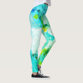 Blue Yellow Green White modern Elegant Abstract Leggings (Rechts)