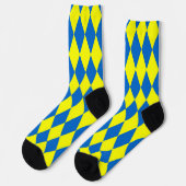 Blue Yellow Harlequin Checkered Design  Sokken (Links)