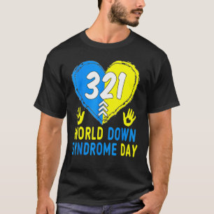 Blue Yellow Heart 21 World Down Syndrome Awareness T-shirt