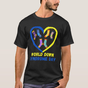 Blue Yellow Heart 21 World Down Syndrome Awareness T-shirt