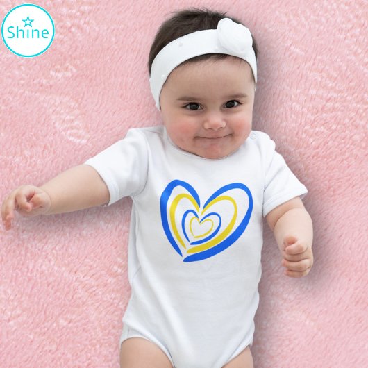 Blue Yellow Heart Love and Peace Ukraine Geïnspire Romper