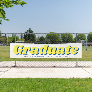 Blue Yellow Huge Editable Modern Afstuderen Spandoek