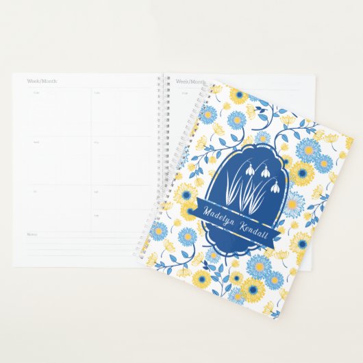 Blue & Yellow Laurentian Floral Custom Name (Devant avec enveloppe)