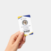 Blue & Yellow Modern Business ID Card Badge (Handheld)