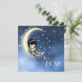 Blue Yellow Moon Baby shower Kaart (Staand voorkant)