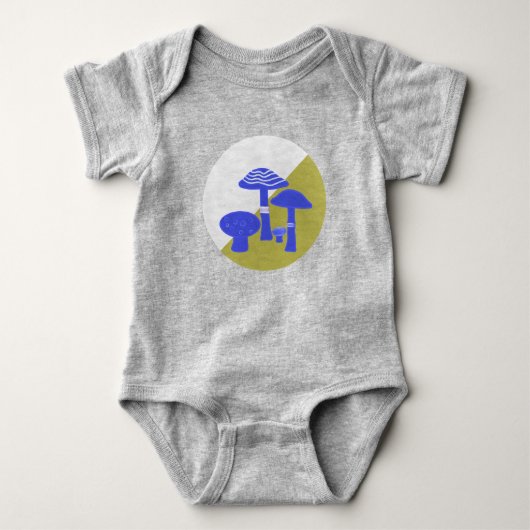 'Blue & Yellow Mushroom' Baby One Piece Romper (Voorkant)