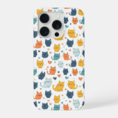 Blue Yellow Orange Kawaii Cat Pattern Cat Lover (Verso)