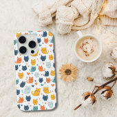 Blue Yellow Orange Kawaii Cat Pattern Cat Lover