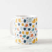 Blue Yellow Orange Kawaii Cat Pattern Cat Lover Koffiemok (Voorkant links)