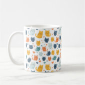 Blue Yellow Orange Kawaii Cat Pattern Cat Lover Koffiemok (Links)