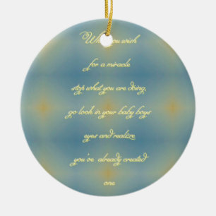 Blue Yellow Pattern "Creëer A Mirakel" Baby Boy Keramisch Ornament