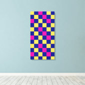Blue Yellow Pink Checkered Pattern Design  Canvas Afdruk (Insitu (Houten vloer))