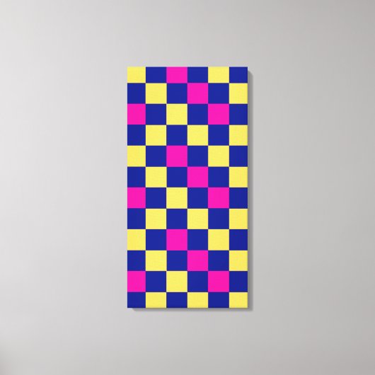 Blue Yellow Pink Checkered Pattern Design  Canvas Afdruk (Voorkant)