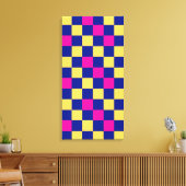 Blue Yellow Pink Checkered Pattern Design  Canvas Afdruk (Insitu (Woonkamer))
