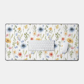 Blue Yellow Pink Floral Wildflower Desk Mat (Clavier et souris)