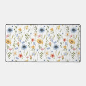 Blue Yellow Pink Floral Wildflower Desk Mat (Recto)