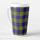 Blue Yellow Plaid Checker Seamless Pattern Latte Mok (Linkerhoek)
