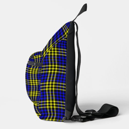Blue Yellow Plaid Checker Seamless Pattern Sling Bag (Rechts)