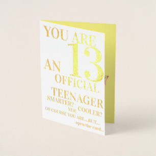 Blue Yellow Red 13th Official Teenager Birthday Folie Kaarten